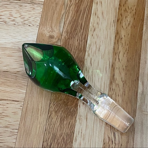 Vintage Handarbeit Nachtmann Bleikristall Bohemian Green Cut to Clear Decanter - Picture 10 of 13